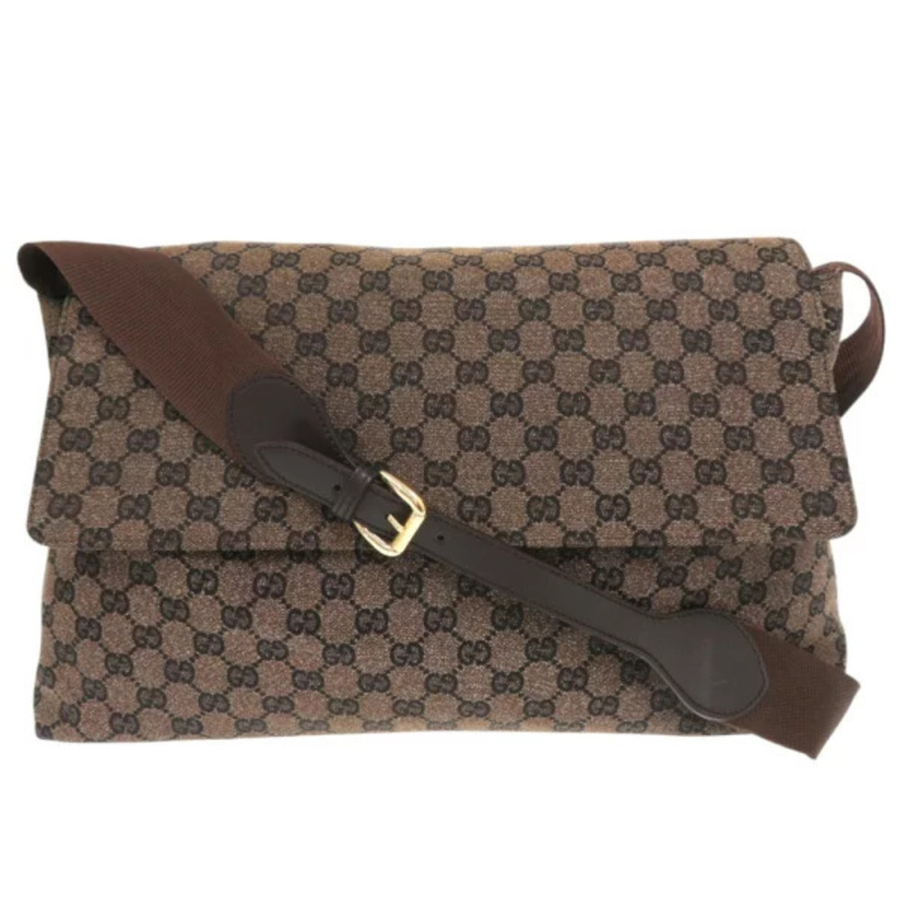Gucci GG Canvas Leather Brown Shoulder Bag